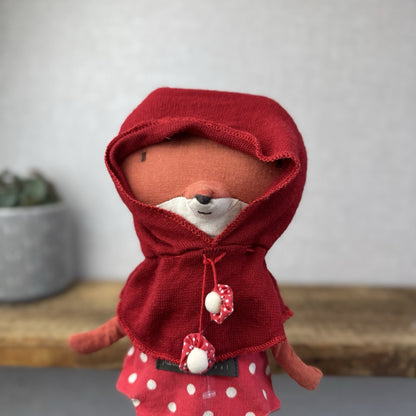 Maileg Red Riding Hood Fox - Retired Fox Plush With Hood Fairy Tale Soft Toy 