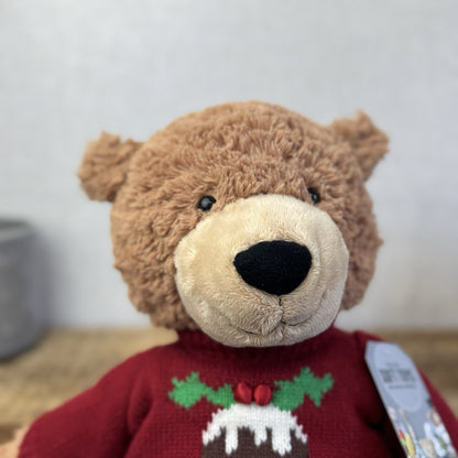 John Lewis Christmas Pudding Jumper 2017 Bear  (John Lewis Collab) Jellycat 18"