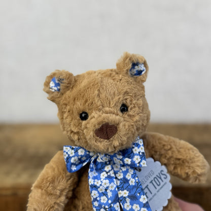 Custom/Bespoke Tiny Bartholemew Bear - Ditsy Blue Blossom Made With Liberty 