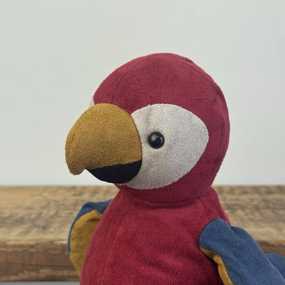 Jellycat Belby Parrot - Retired Velour Bird Plush Parrot Push Red/Blue 10"