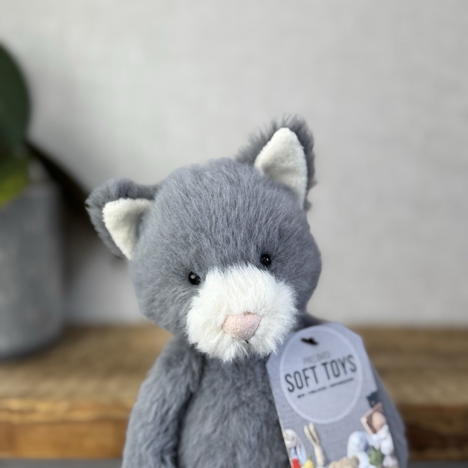 Jellycat Sweetie Kitten - Small Fluffy Light Grey Beanie Kitten White Face Rare