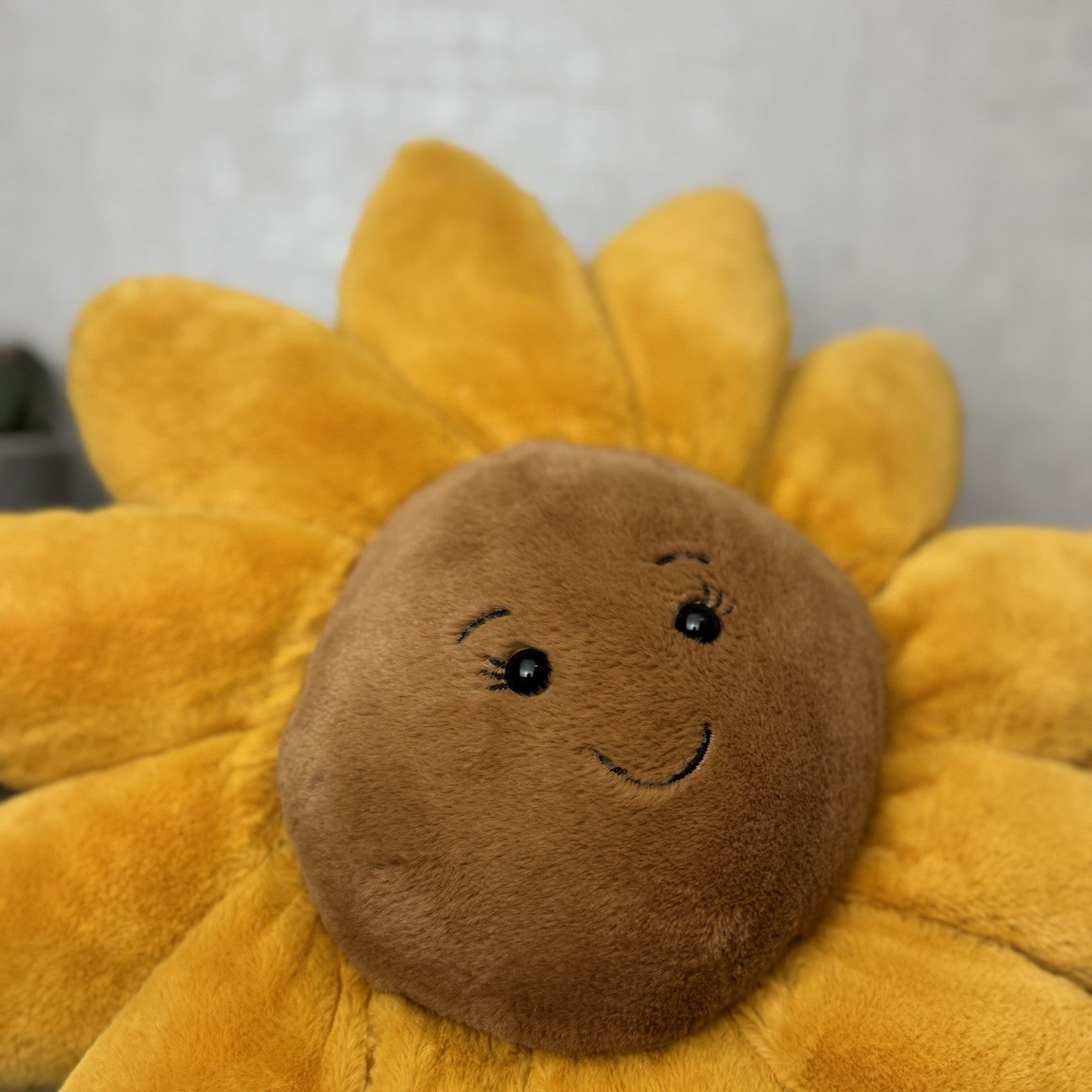 Jellycat Large Fleury Sunflower - Large Sunflower Beanie Cushion Soft Toy 12”