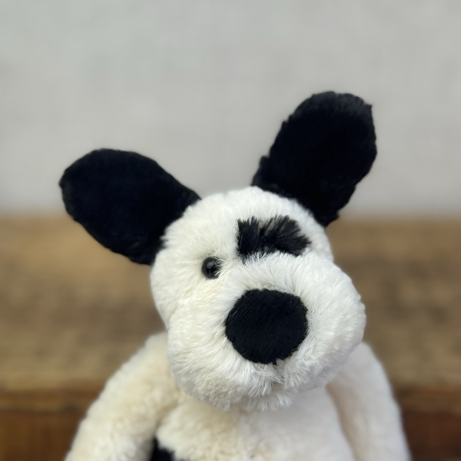 Jellycat Bashful Black & Cream Puppy Dog - Small Beanie Dog Retired Plush 8”