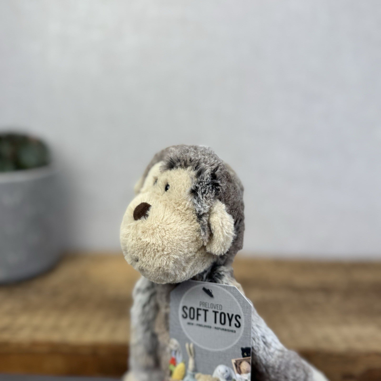 Jellycat Small Mattie Monkey - Woodland Grey/Brown Mix Monkey Beanie Plush 11"