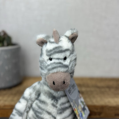 Jellycat Medium Fluffles Zebra - Retired Fluffy Grey/White Zebra Plush 12" 
