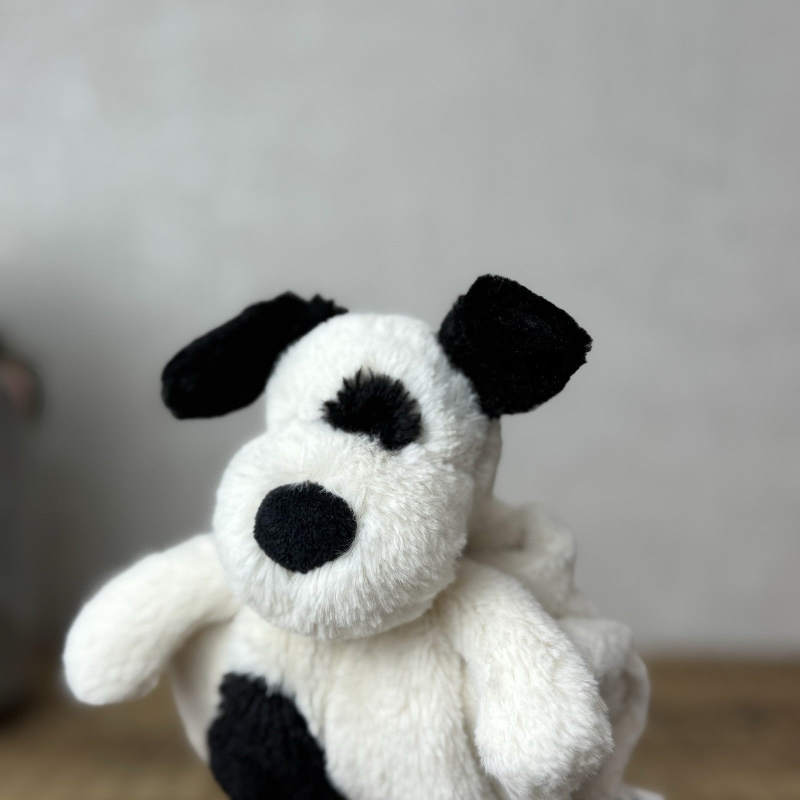 Jellycat Bashful Puppy Roll Over Comforter - Bashful Black & White Dog Soother