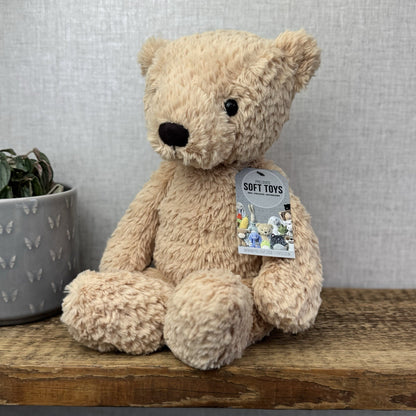 Jellycat Medium Finley Bear - Beige Textured Beanie Soft Toy Bear Retired 16"