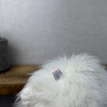 TY Sugar White Persian Cat - White Fluffy Persian Cat Blue Eyes & Bow 2002