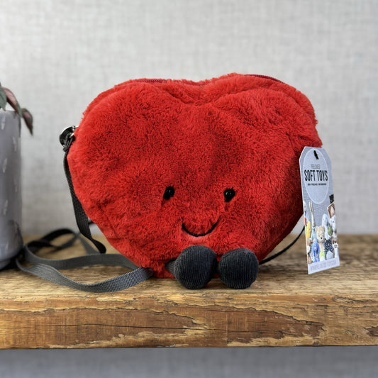 Jellycat Amuseable Red Heart Bag - Cute Heart Bag Soft Plush Collectible 8"