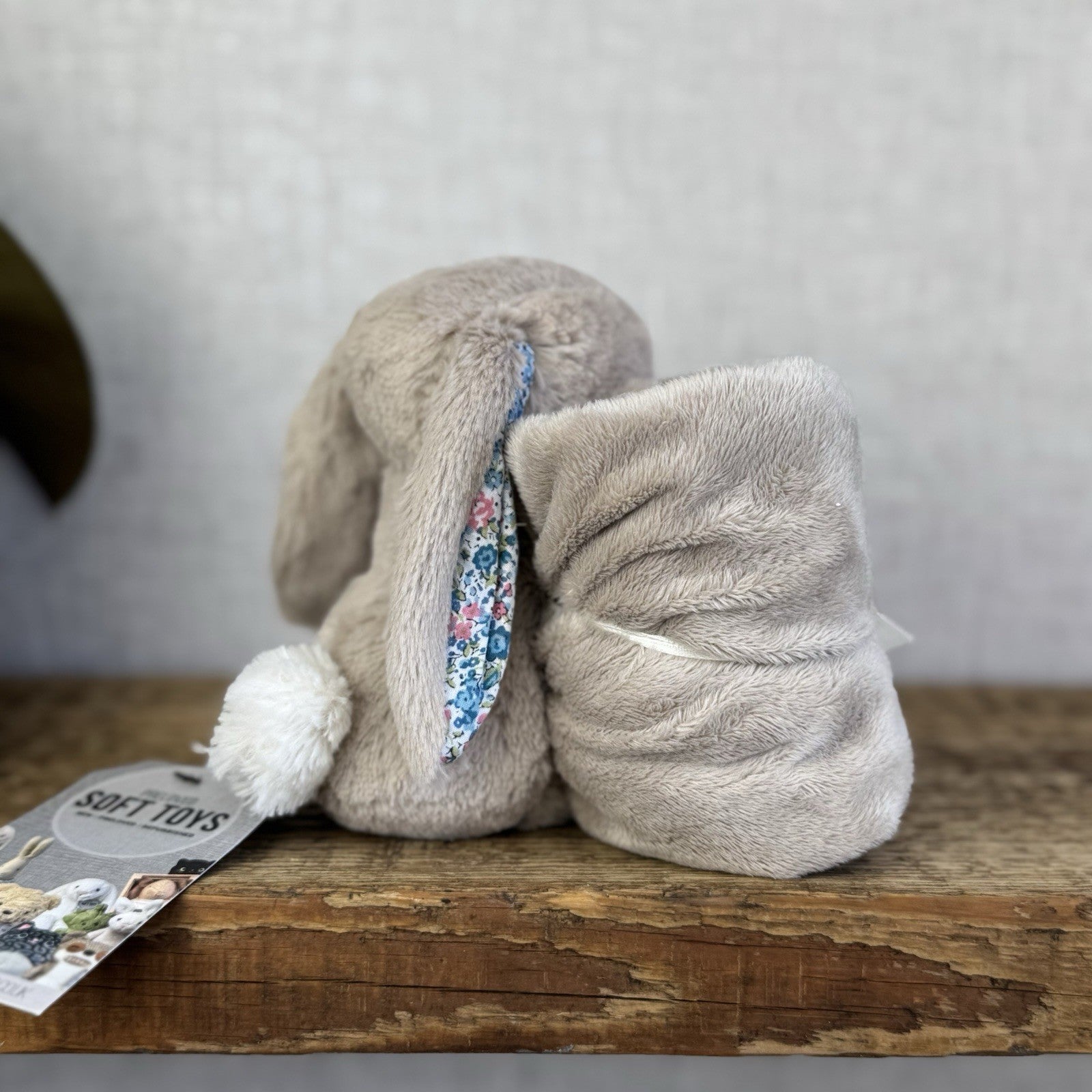 Jellycat Bashful L Beige Blossom Bunny Blue Soother - Retired New Without Tags