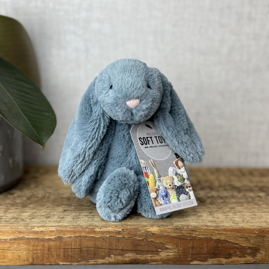 Jellycat Small Dusky Blue Bashful Bunny - Small Grey/Blue Rabbit Bunny 8" (#2)