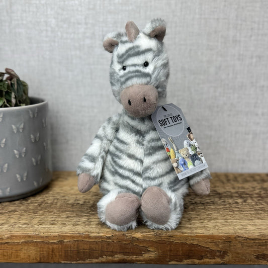 Jellycat Medium Fluffles Zebra - Retired Fluffy Grey/White Zebra Plush 12" 