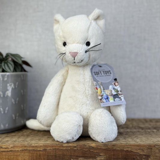Jellycat Bashful Cream Kitten - White Cat Whiskers Beanie Soft Toy 12"