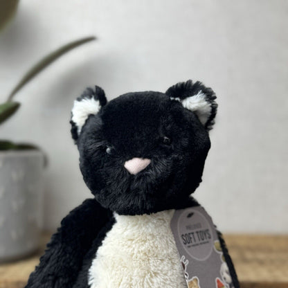 Jellycat Medium Bashful Tuxedo Cat - Black/White Cat Retired Kitty Cat 12”