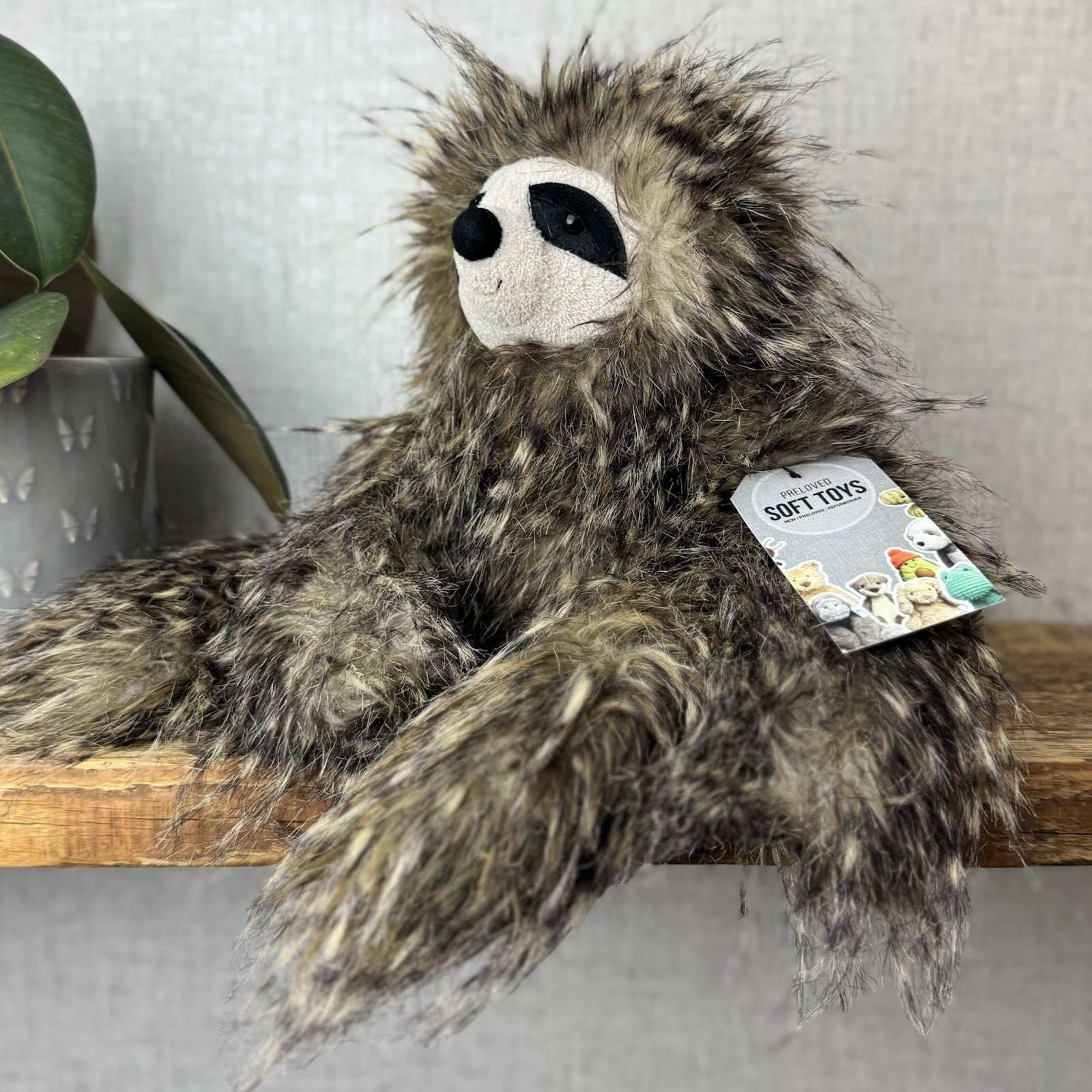 Jellycat Cyril Sloth - Fluffy Grey/brown Sloth Soft Toy Retired Rare Beanie 14”