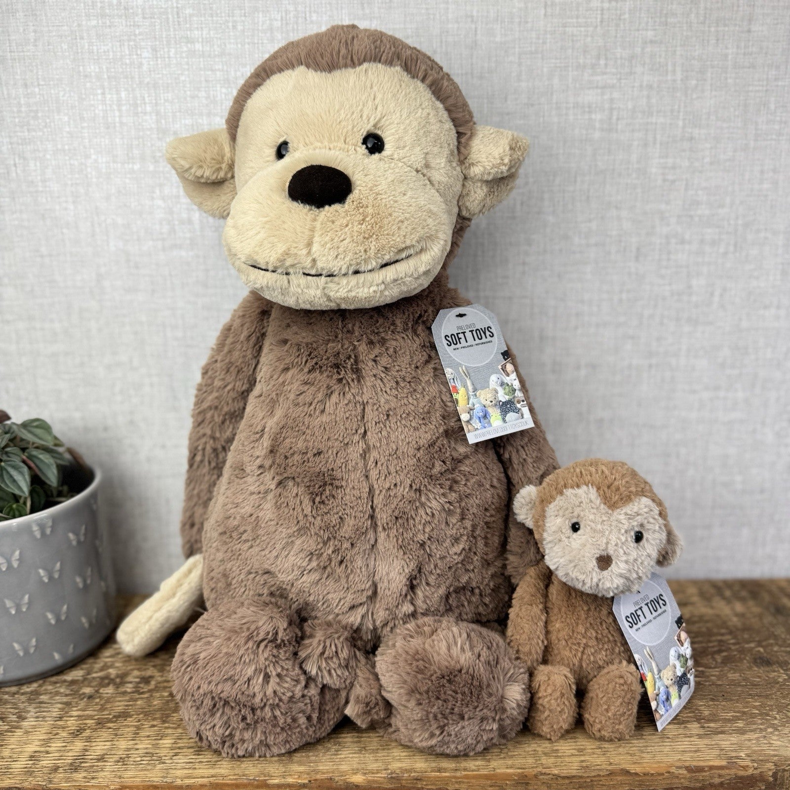 Jellycat Huge Bashful Monkey - Huge Monkey Beanie Plush Cuddle NWOT 22"
