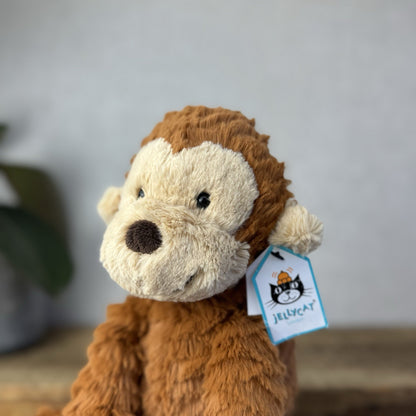 Jellycat Fuddlewuddle Monkey - Rust Brown Monkey Textured Beanie Soft Toy 9"