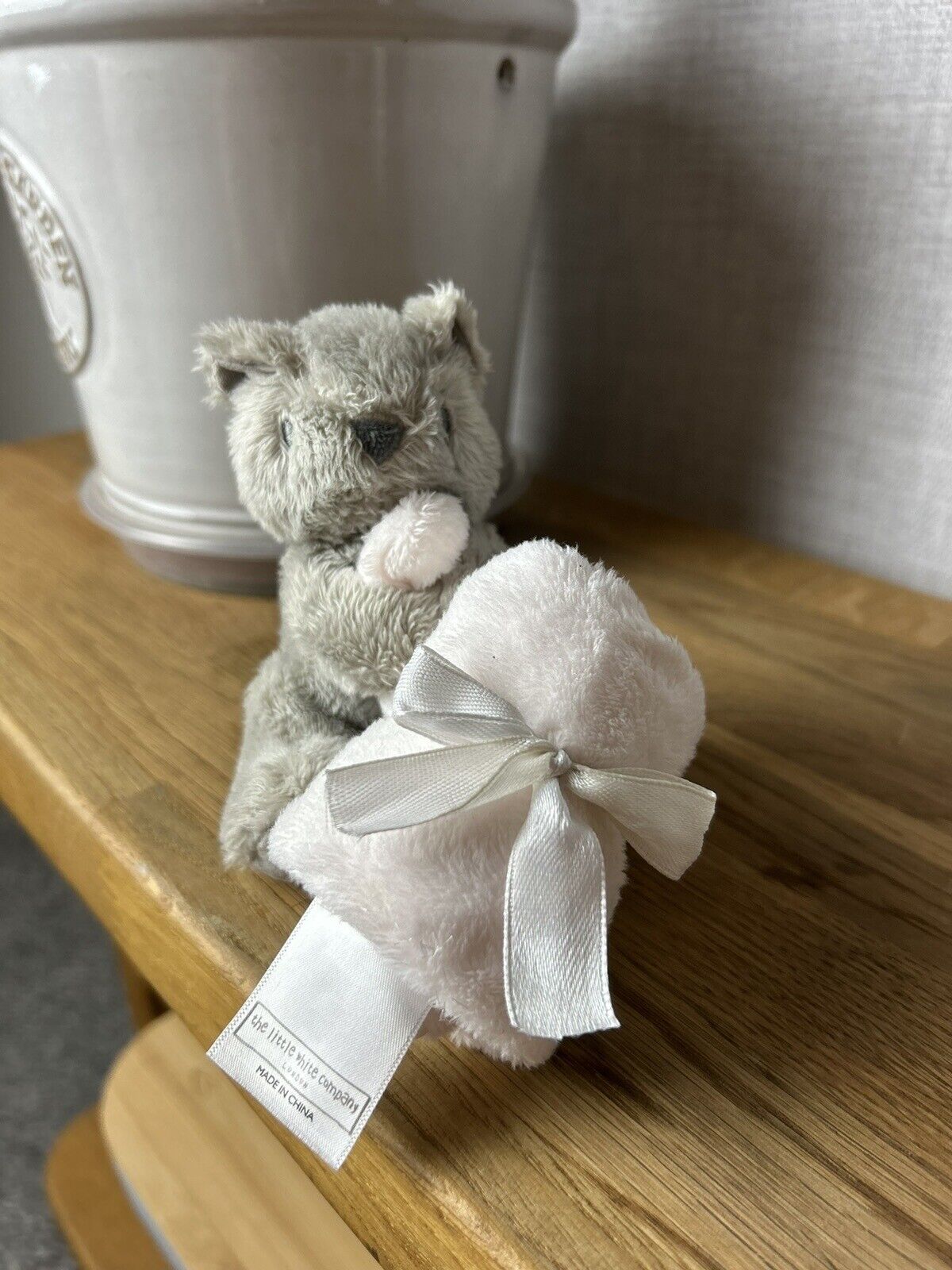 The Little White Company Buttons Bear Comforter - Girls Comforter - Soother Pink