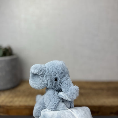 Jellycat Snugglet Elephant Soother - Baby Soft Blue Elephant Comforter Blanket