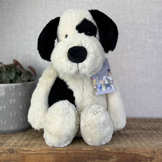 Jellycat Large Bashful Black/cream Puppy Dog - Large Dog Plush Retired Rare 16”
