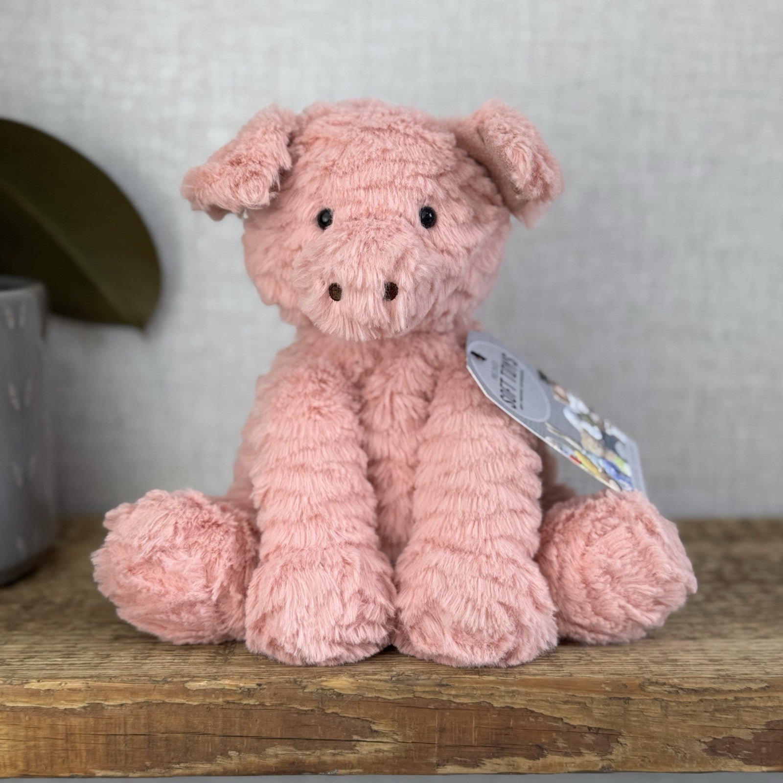 Jellycat Medium Fuddlewuddle Pig - Textured Sitting Piglet Soft Toy Beanie 8"