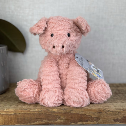 Jellycat Medium Fuddlewuddle Pig - Textured Sitting Piglet Soft Toy Beanie 8"