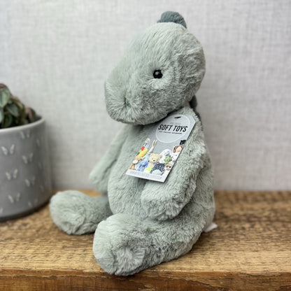 Jellycat Medium Puffles Dinosaur - Soft Light Green Super Soft Dino Plush 12"