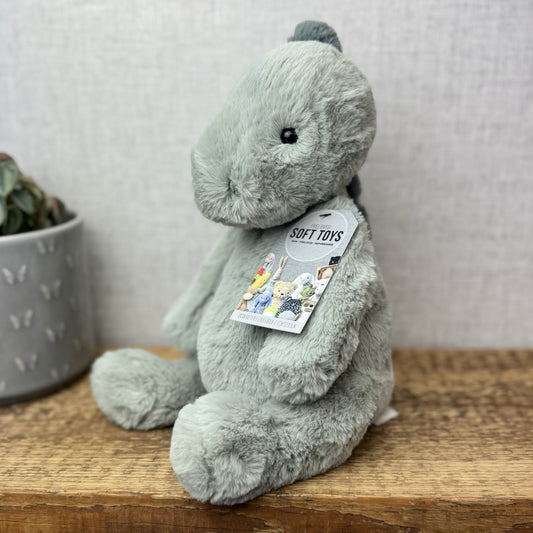 Jellycat Medium Puffles Dinosaur - Soft Light Green Super Soft Dino Plush 12"