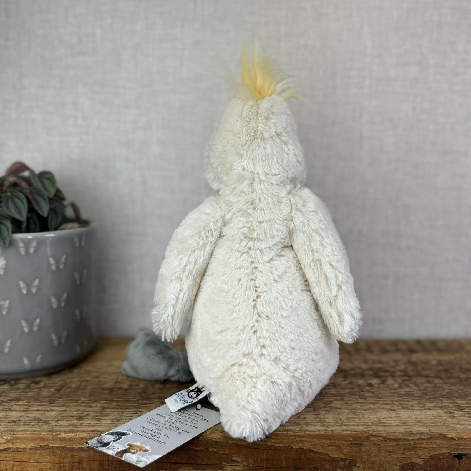 Jellycat Medium Bashful Cockatoo - White Medium Bird Rare Retired Beanbag Plush