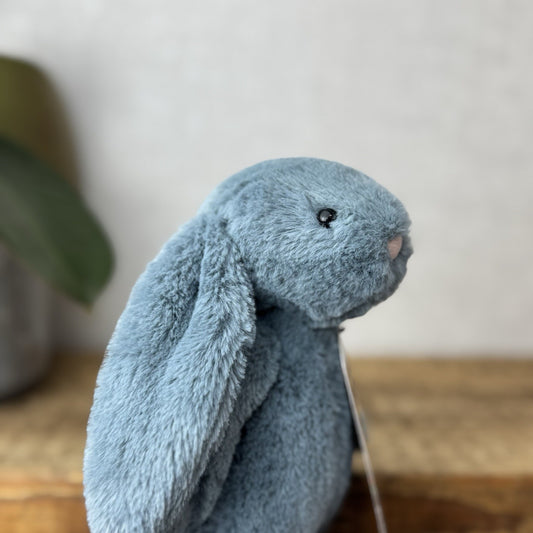 Jellycat Small Dusky Blue Bashful Bunny - Small Grey/Blue Rabbit Bunny 8" (#2)