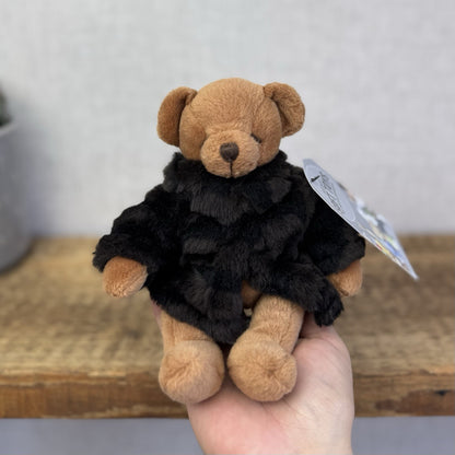Russ Berrie Fortuna Teddy Bear - Small Beanie Bear Black Fur Coat Rare Mini 7"