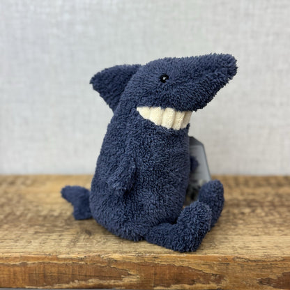 Jellycat Small Toothy Shark - Small Smiley Rare Retired Beanie Blue Shark 9"