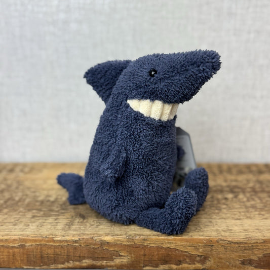 Jellycat Small Toothy Shark - Small Smiley Rare Retired Beanie Blue Shark 9"