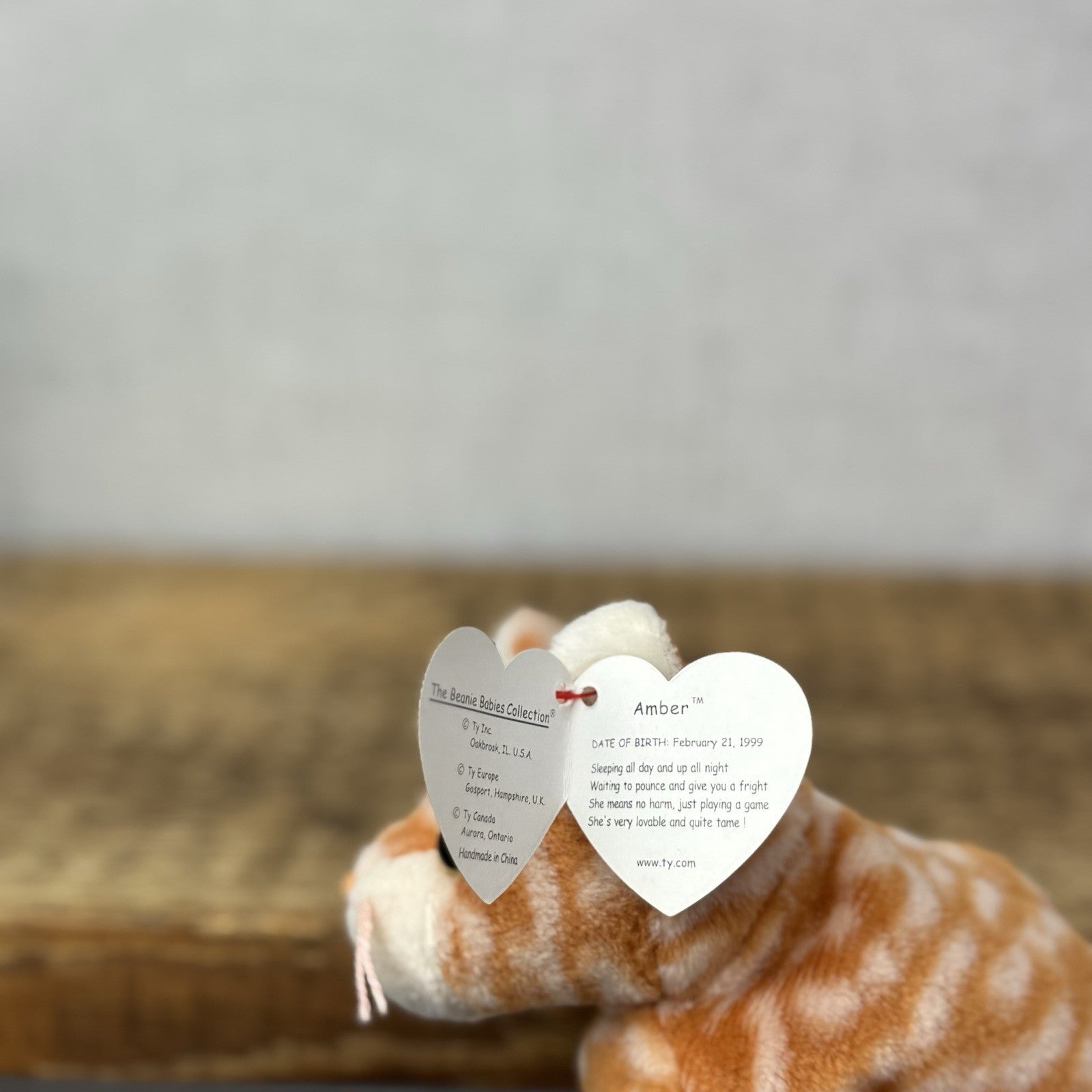 TY Beanie Baby Classic Amber The Ginger Cat Retired Beanie Cat With Tag