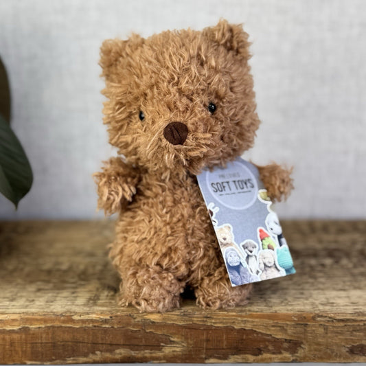 Jellycat Brown Little Bear - Small Curly Haired Brown Teddy Bear Soft Toy 7”