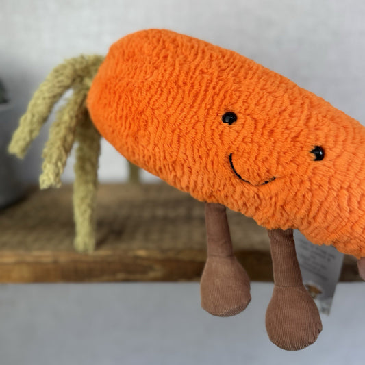 Jellycat Large Amuseable Carrot - Orange Fluffy Carrot Beanie Plush Retired 15"