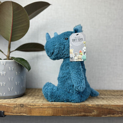 Jellycat Cushy Rhino Blue - Blue Textured Rhino Plush Beanie Collectible 12"