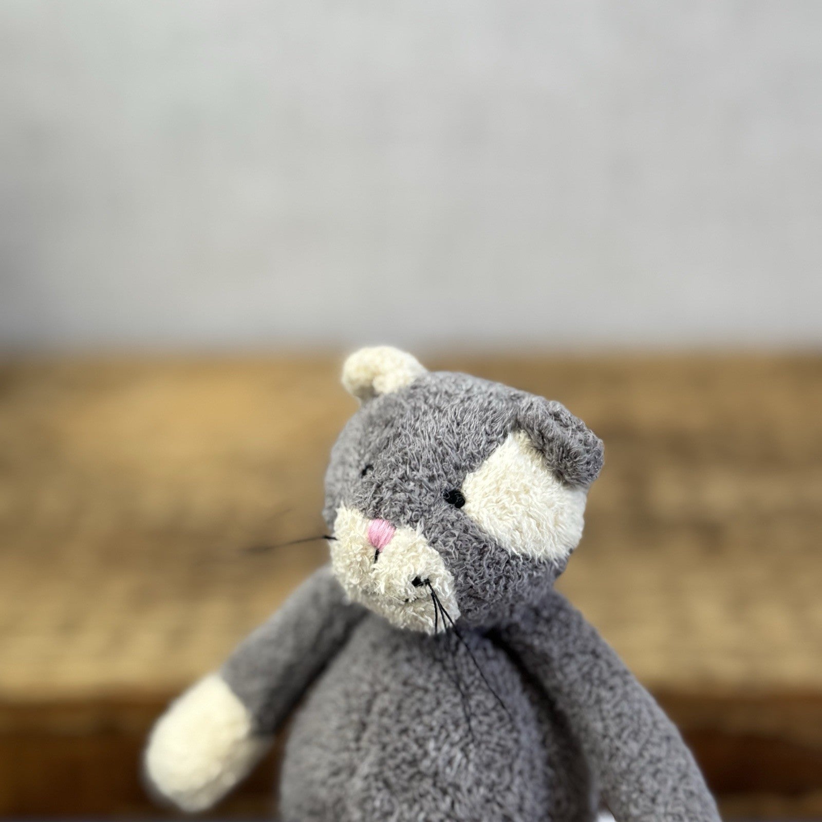 Jellycat Tiny Baby Bunglie Kitten - Miniature Vintage  Grey Cat Partial Tag 5”