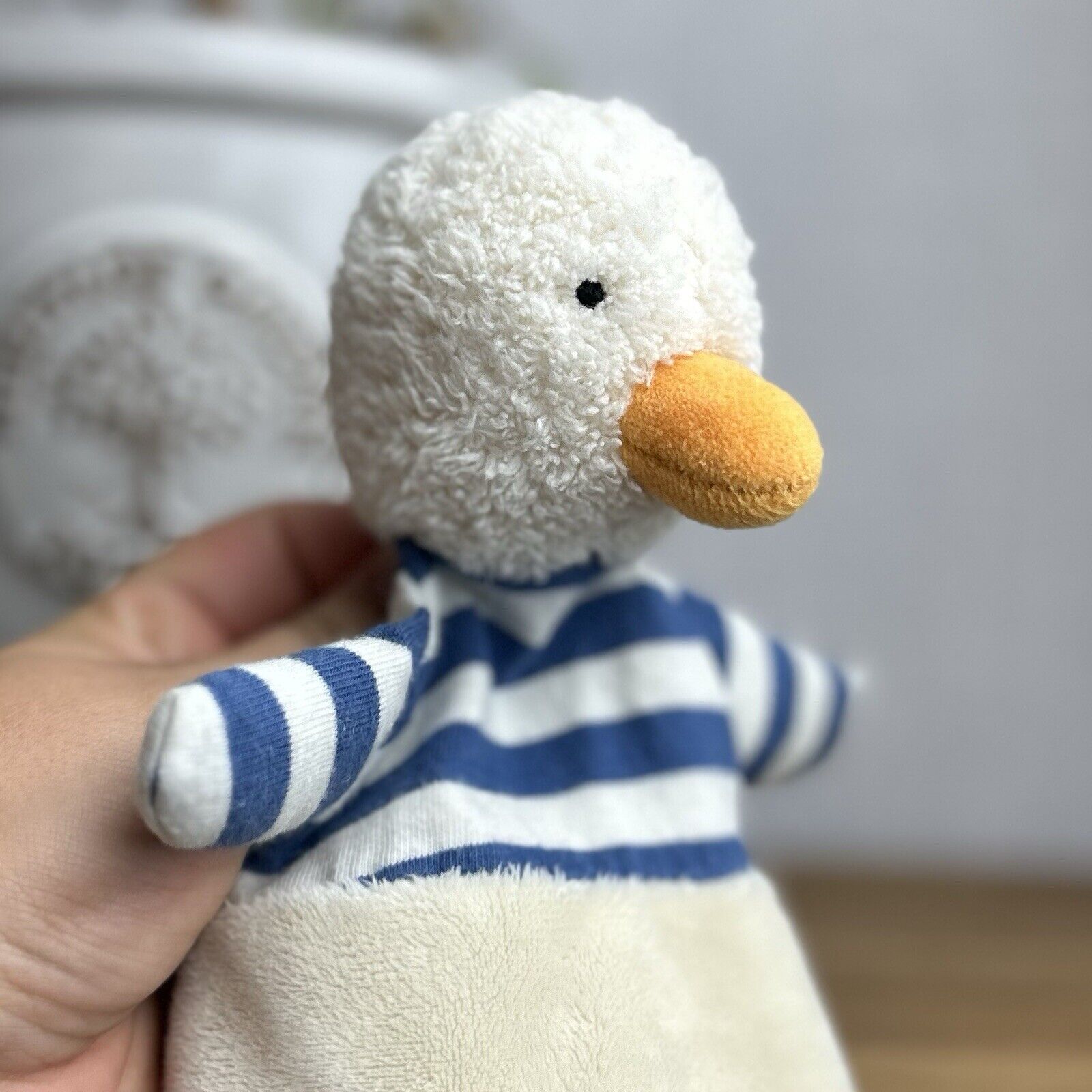 Jellycat Bredita Duck Soother - Duck Soother Cream Navy Striped - Comforter