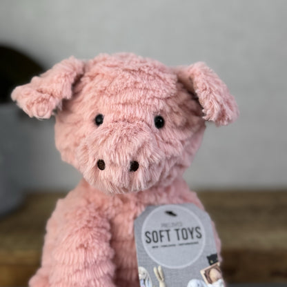 Jellycat Medium Fuddlewuddle Pig - Textured Sitting Piglet Soft Toy Beanie 8"