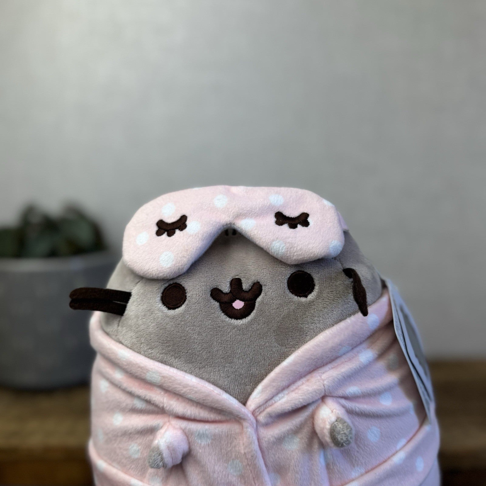 Gund Pusheen Cat - Sleepover Cat PJ Pink Spotty Dressing Gown With Tags 10"