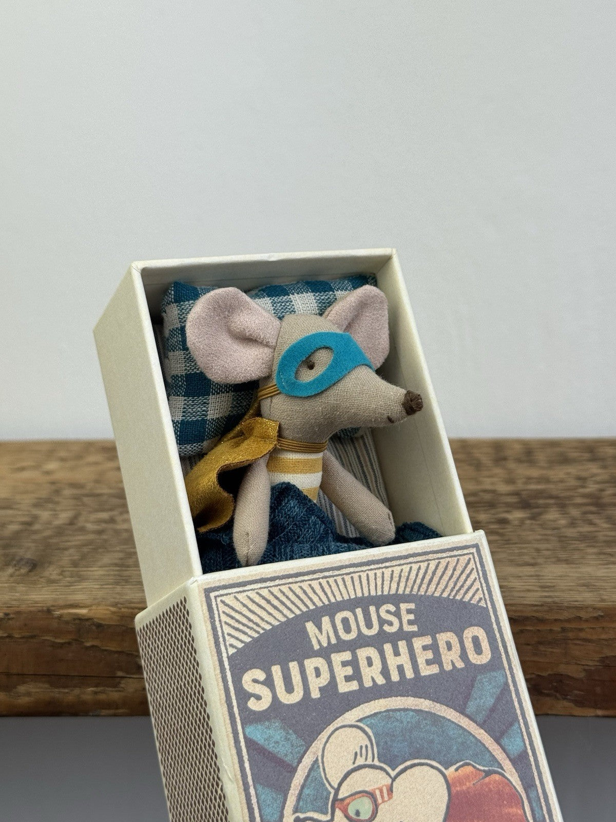 Maileg Superhero Mouse - Big Brother In Matchbox - New In Box