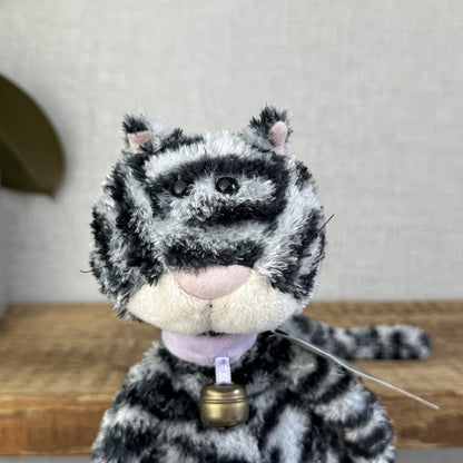 Jellycat Miaow Bella Expresso Cat - Grey/Black Striped Cat Collar With Bell 12"