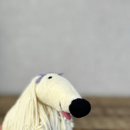 Jellycat Wonderful Woofer - Vintage Dog Puppy Fringe Dog Beanie Mini 4"