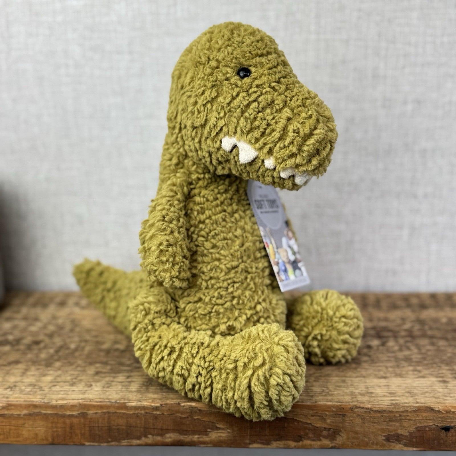 Jellycat Quangle Wangle Dinosaur - Green Textured Sitting Dinosaur Beanie 12"