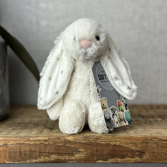 Jellycat Small Twinkle Bunny - Cream Rabbit With Star Ears - Small Cream 8”