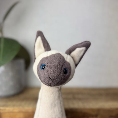 Jellycat Iris Siamese Cat - Tall Sitting Siamese Cat Blue Eyes Beanie Rare 11"
