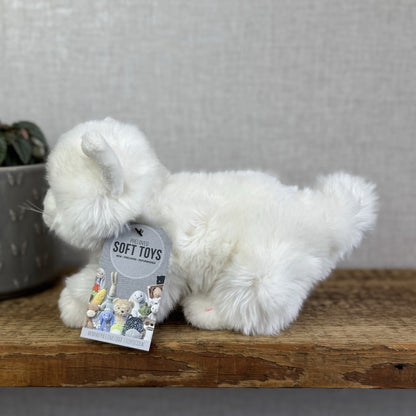Animal Alley Realistic White Fluffy Cat - Fluffy Beanie Mini Cat Soft Toy 8"