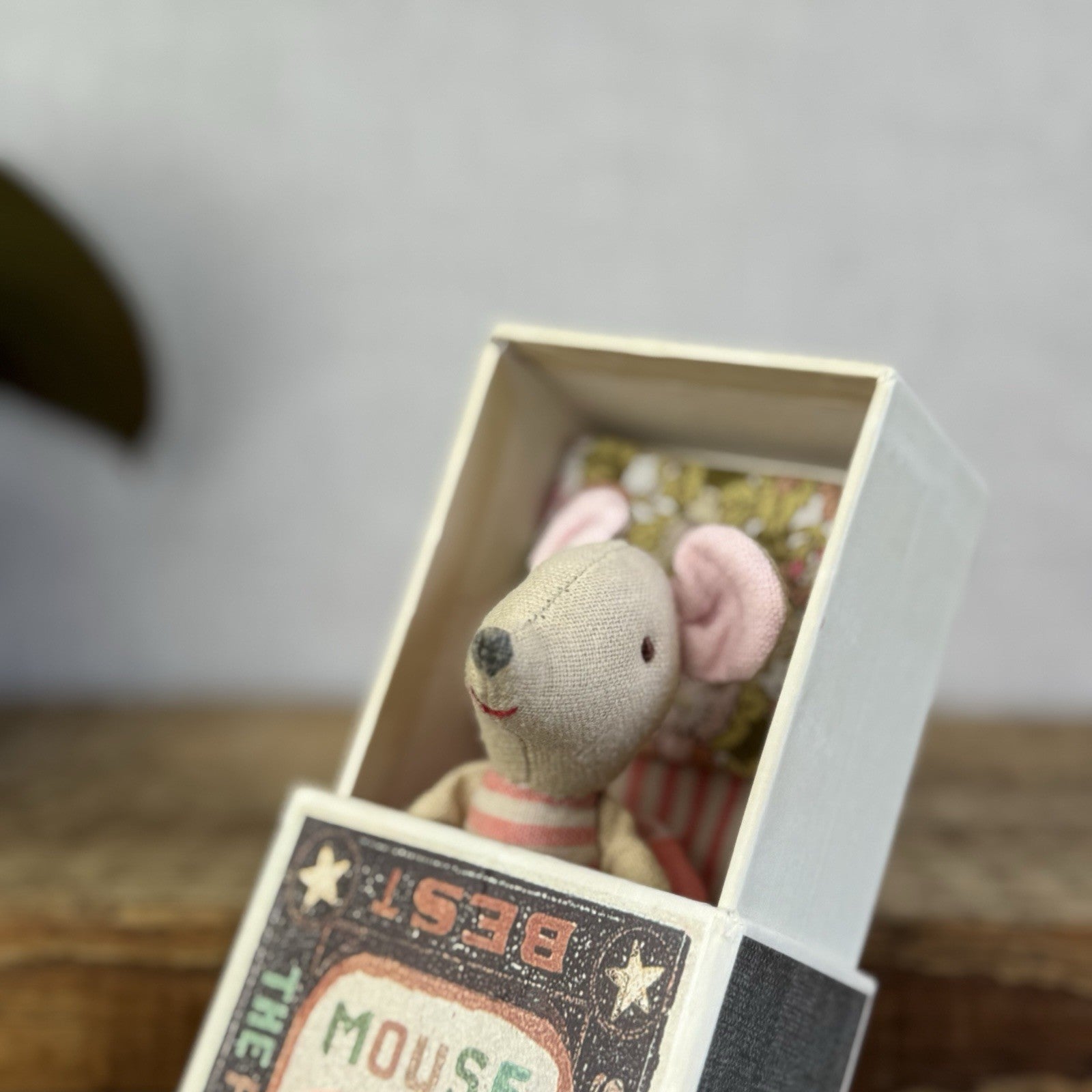 Maileg Retired Big Sister Mouse In Matchbox 2013 - Painted Nose, Red Mouth Rare