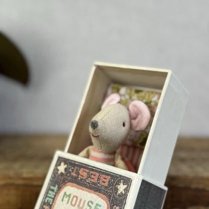 Maileg Retired Big Sister Mouse In Matchbox 2013 - Painted Nose, Red Mouth Rare